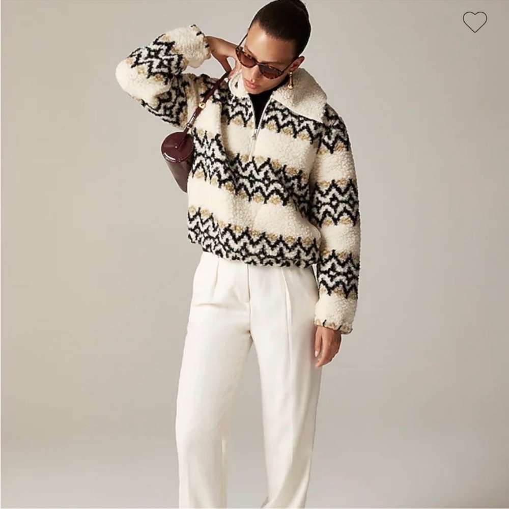 J. Crew Black and Cream Zip Up Sweater